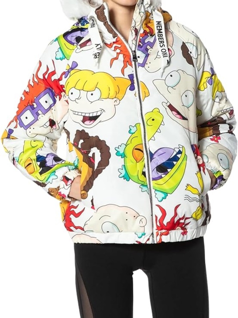 members only size small White rugrats Puffer Jacket - Character Print